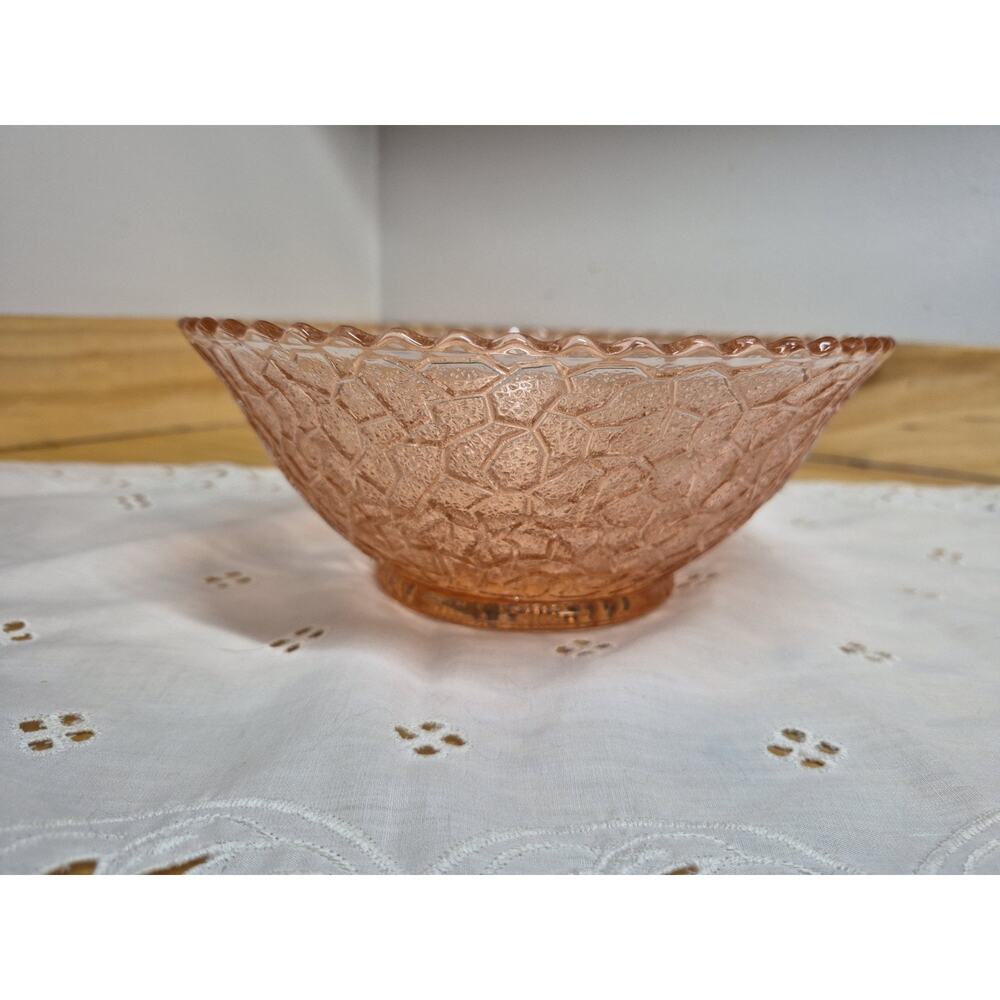 Dugan Garden Path Pink Depression Glass 9 In Bowl